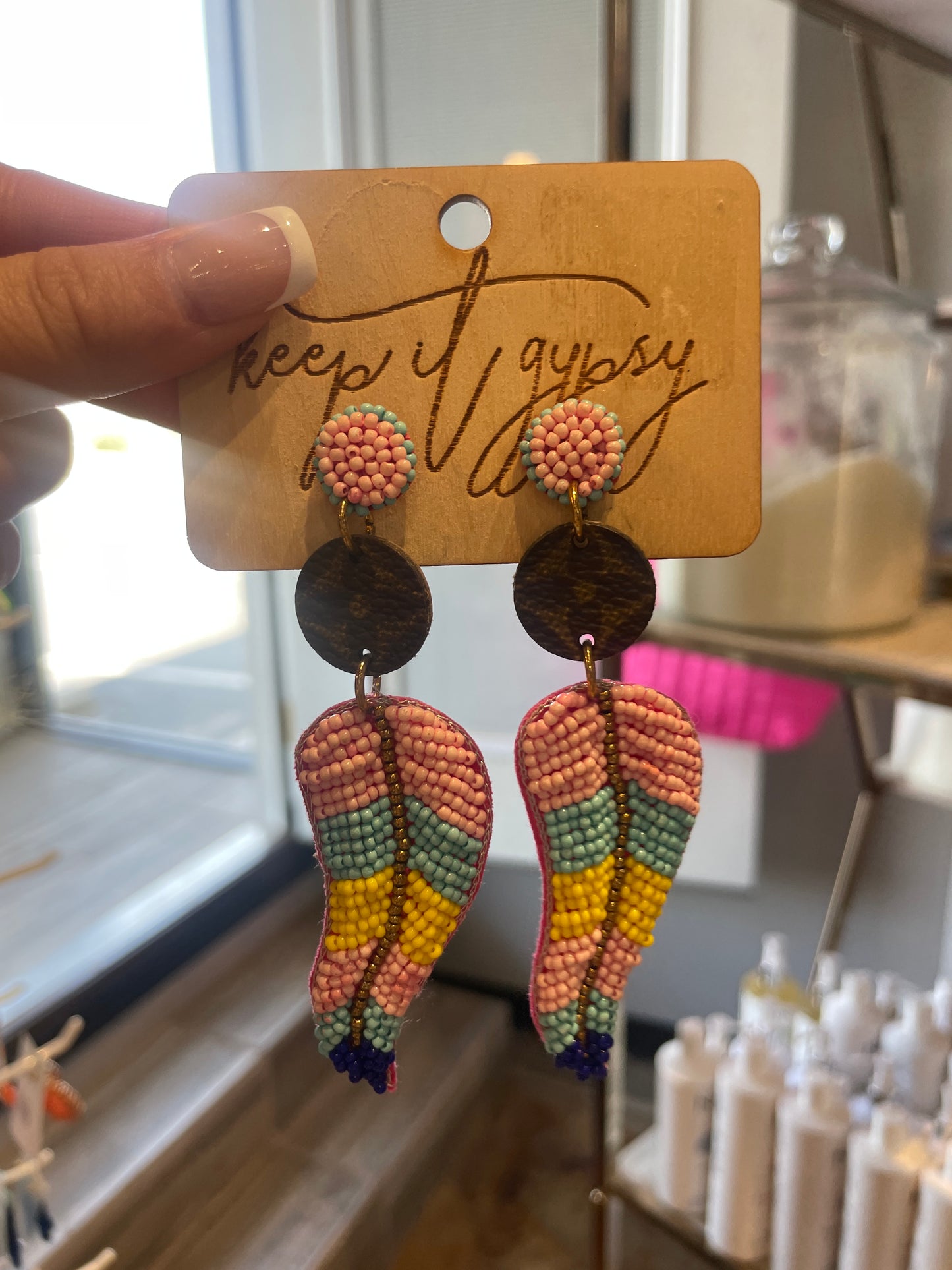 colorful feather earrings