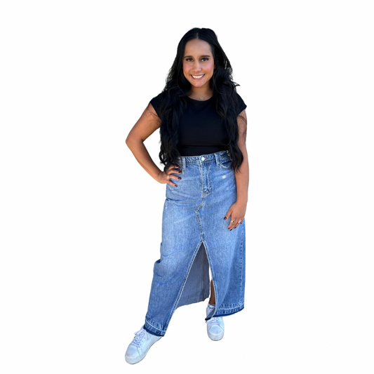 Denim Front Split Skirt