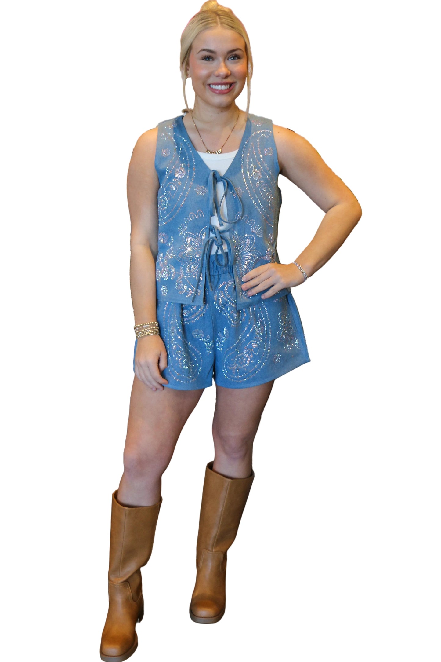 Queen of Sparkle PAISLEY PRINT SHORTS