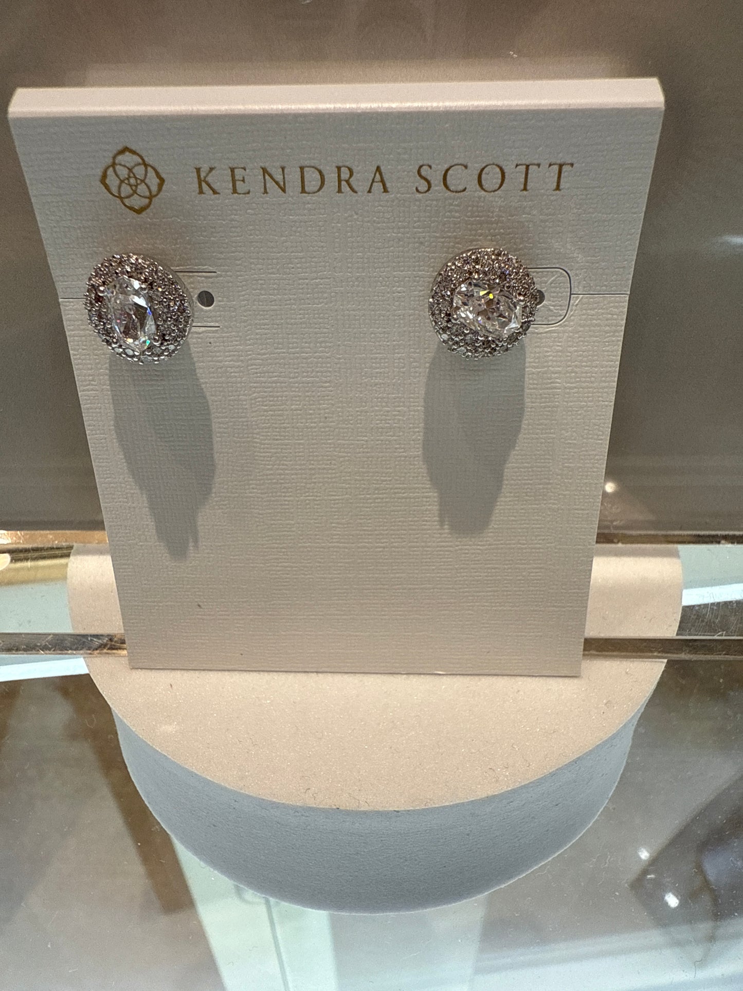 BELLA STUD EAR RHOD METAL WHITE CZ