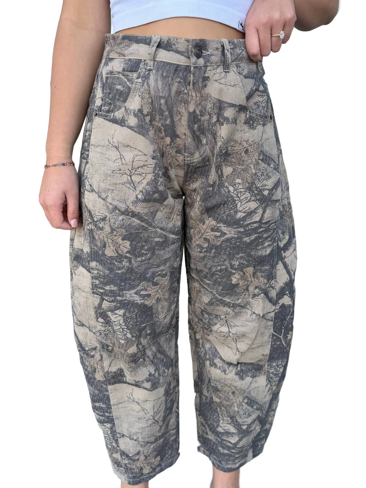 Vintage camo barrel jean