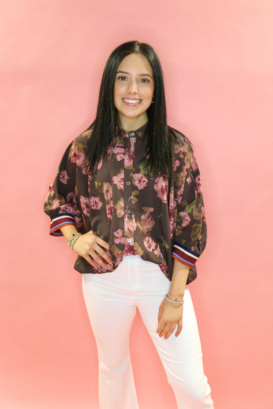 Espresso Floral Blouse