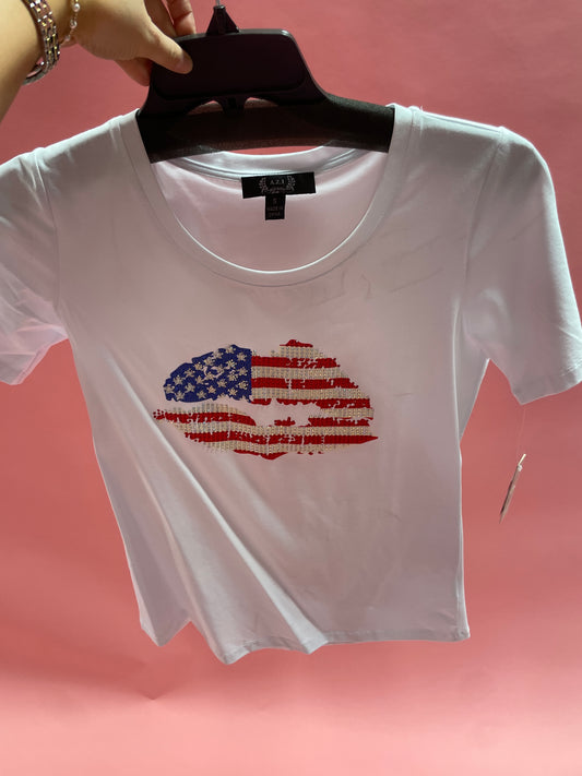 Lips USA White Tee