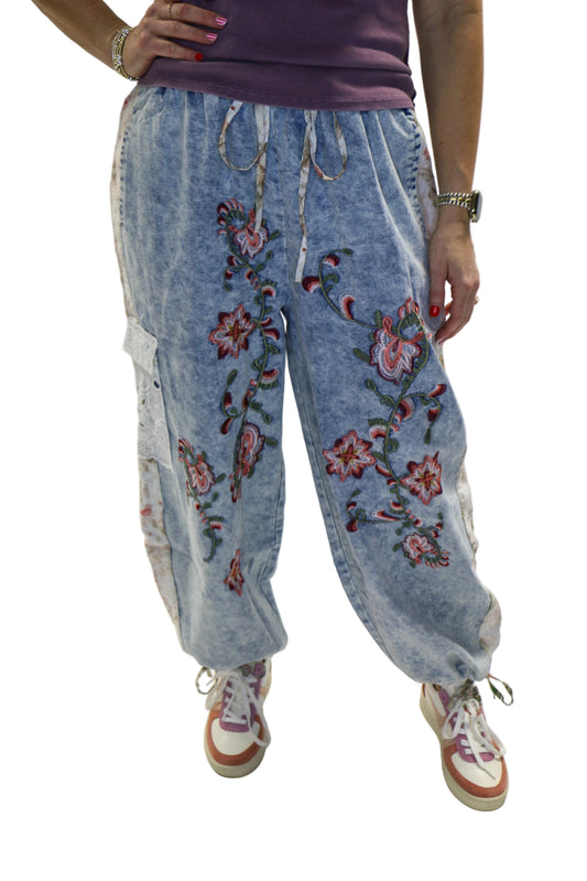 denim jeans floral embroidery jeans
