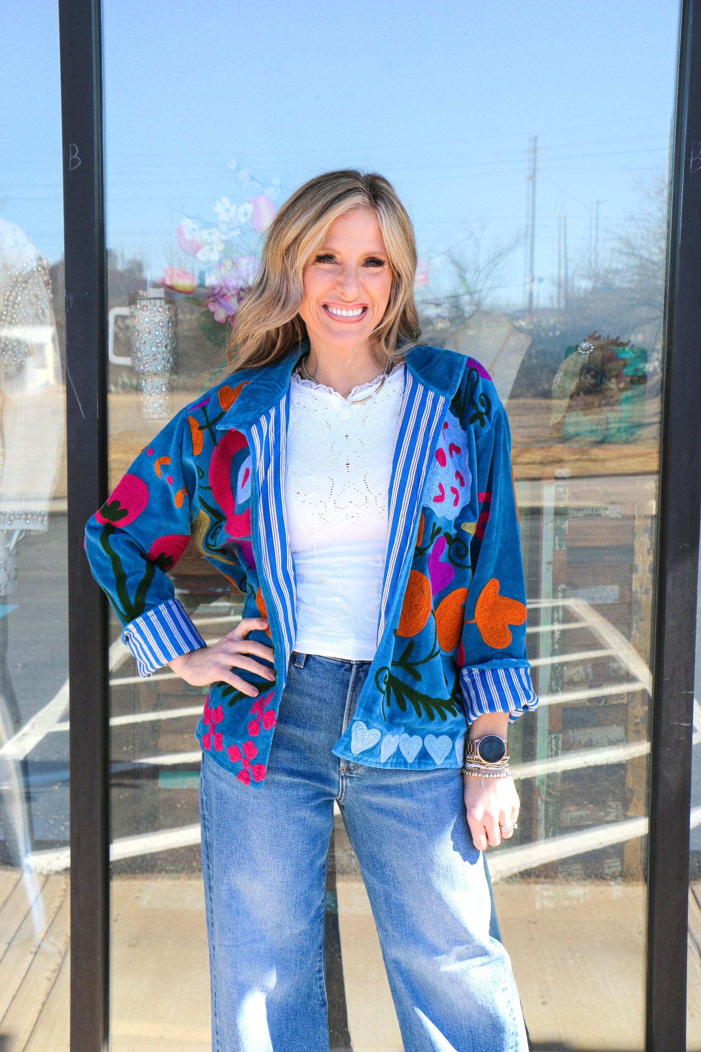 SUZANI VELVET TEAL JACKET