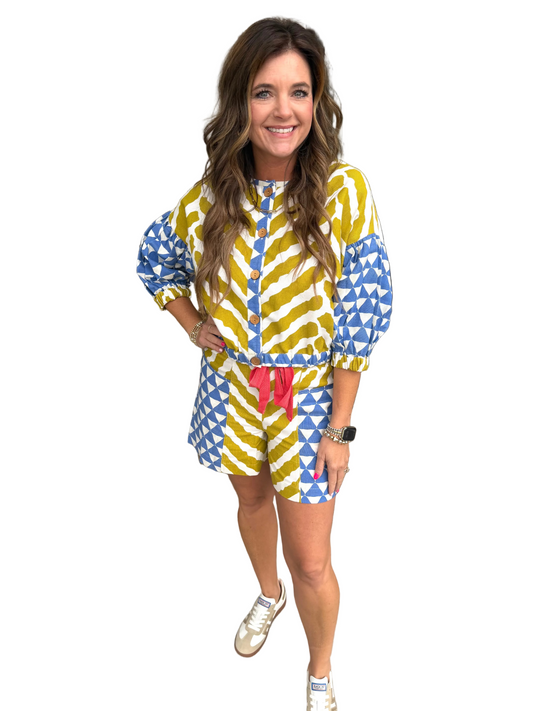 Patch Print Short Mustard