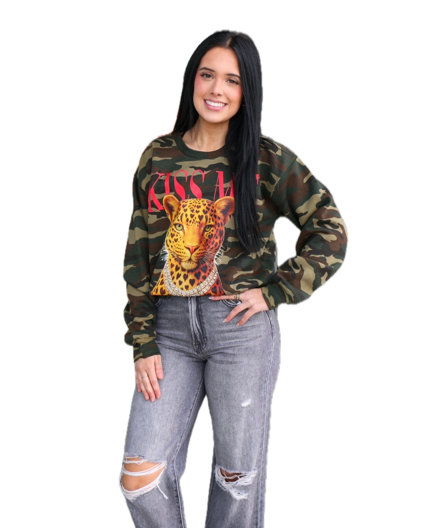 "KISS ME" LEOPARD SWEATSHIRT
