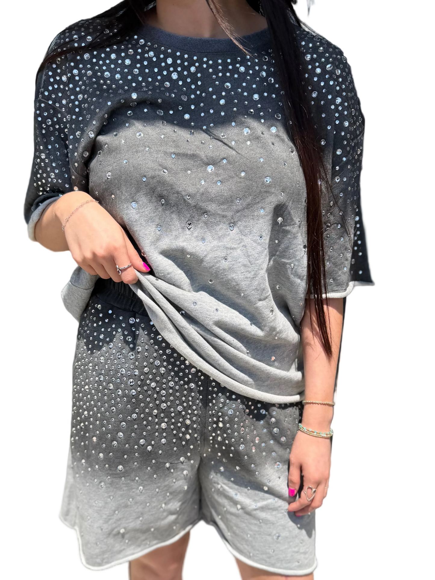 Grey diamond short set