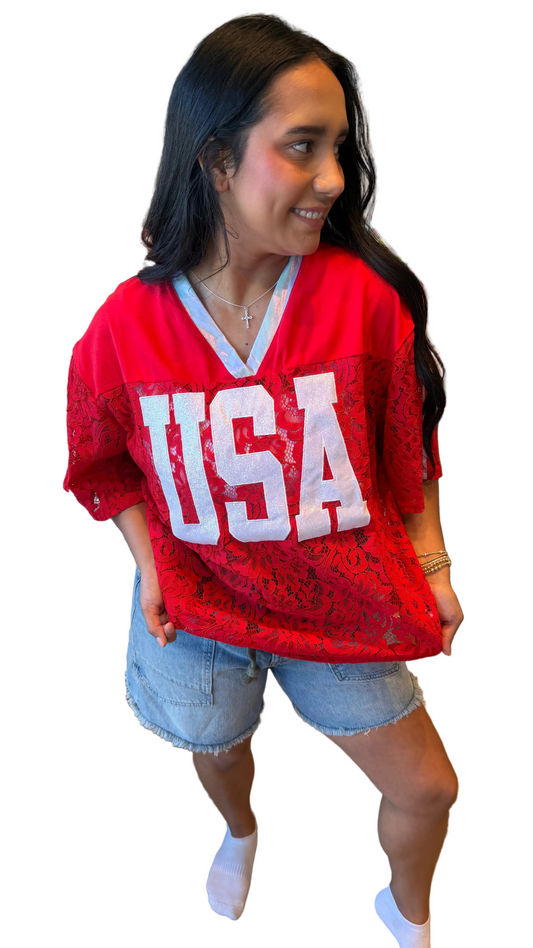 Red lace USA Jersey