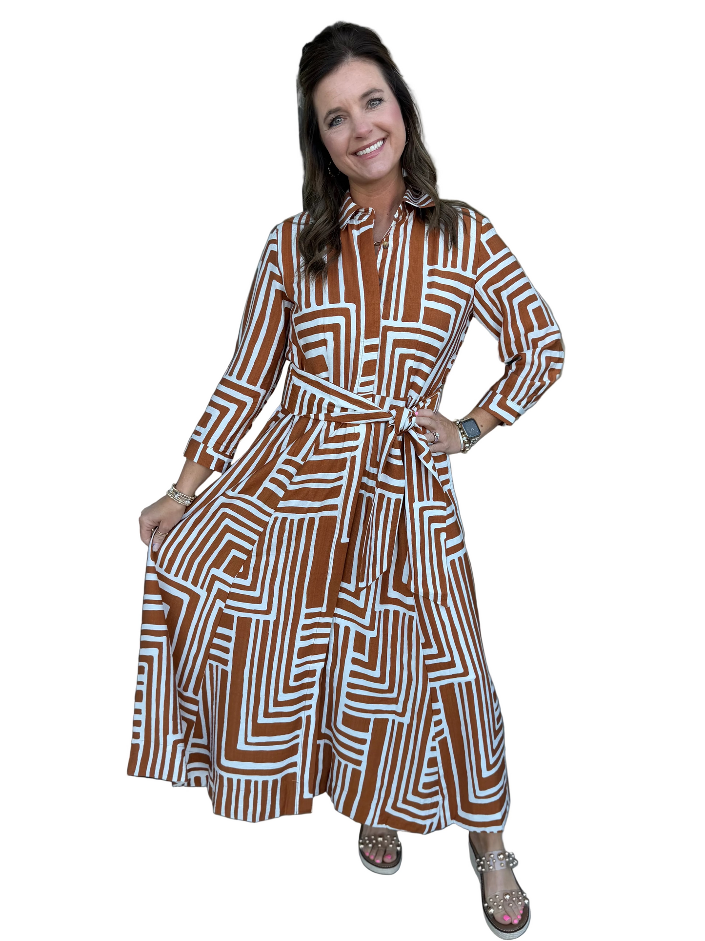 Graphic Midi Shirt Dress