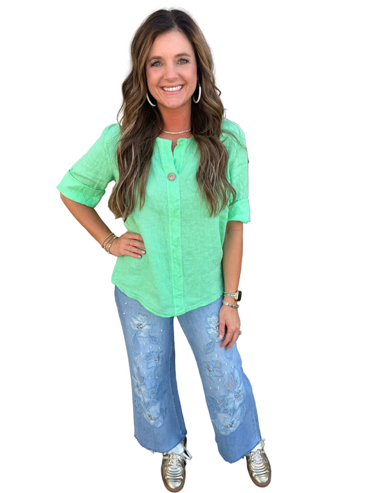Mint linen top