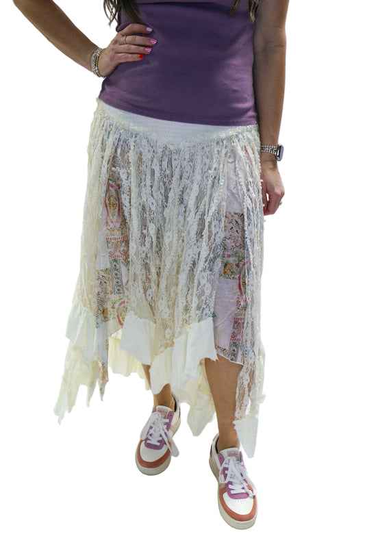 lace maxi skirt cream