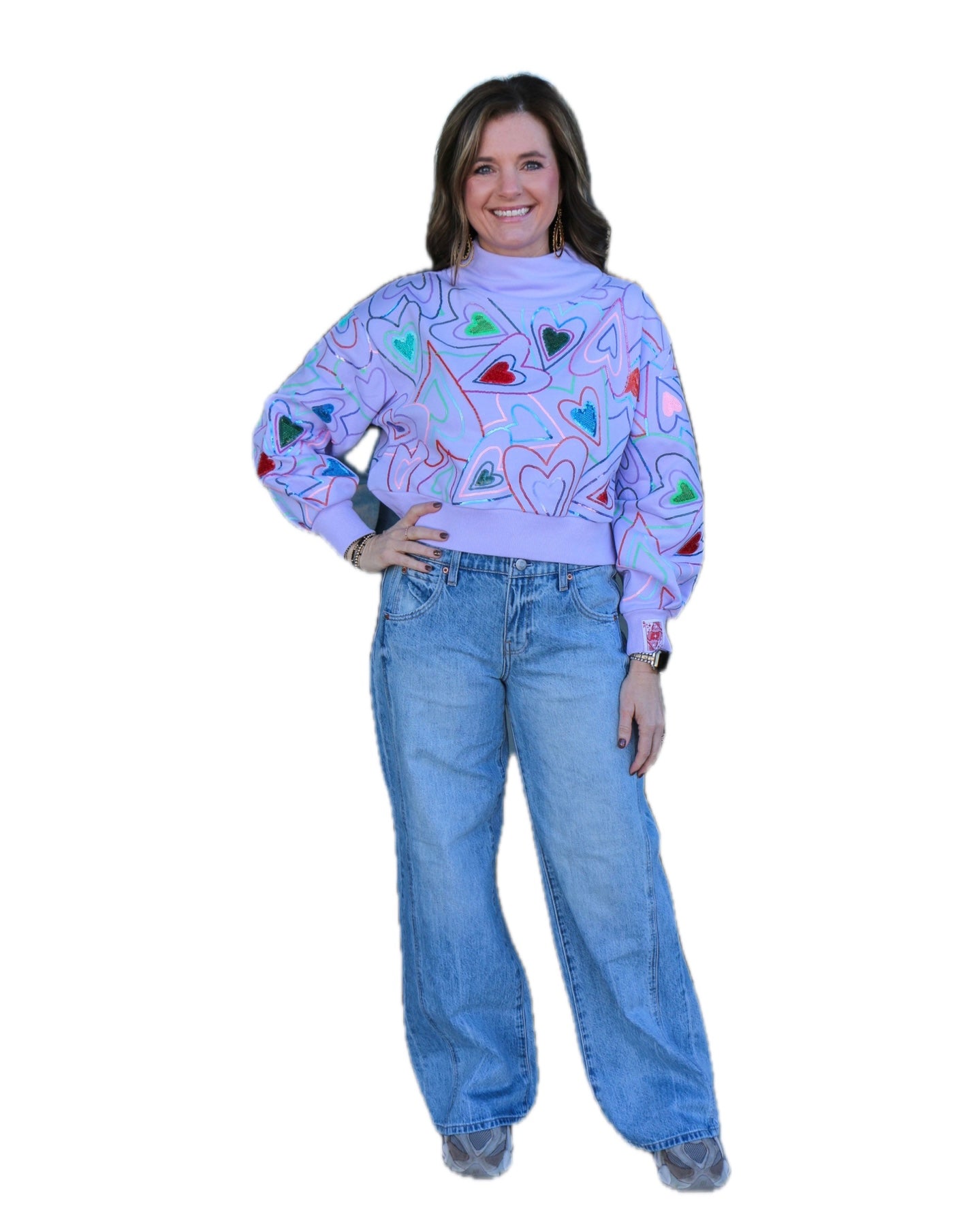 lavender groovy mock neck