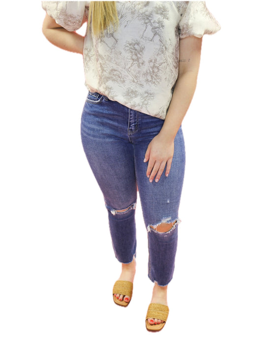 high rise ankle slim hem ankle straight pants