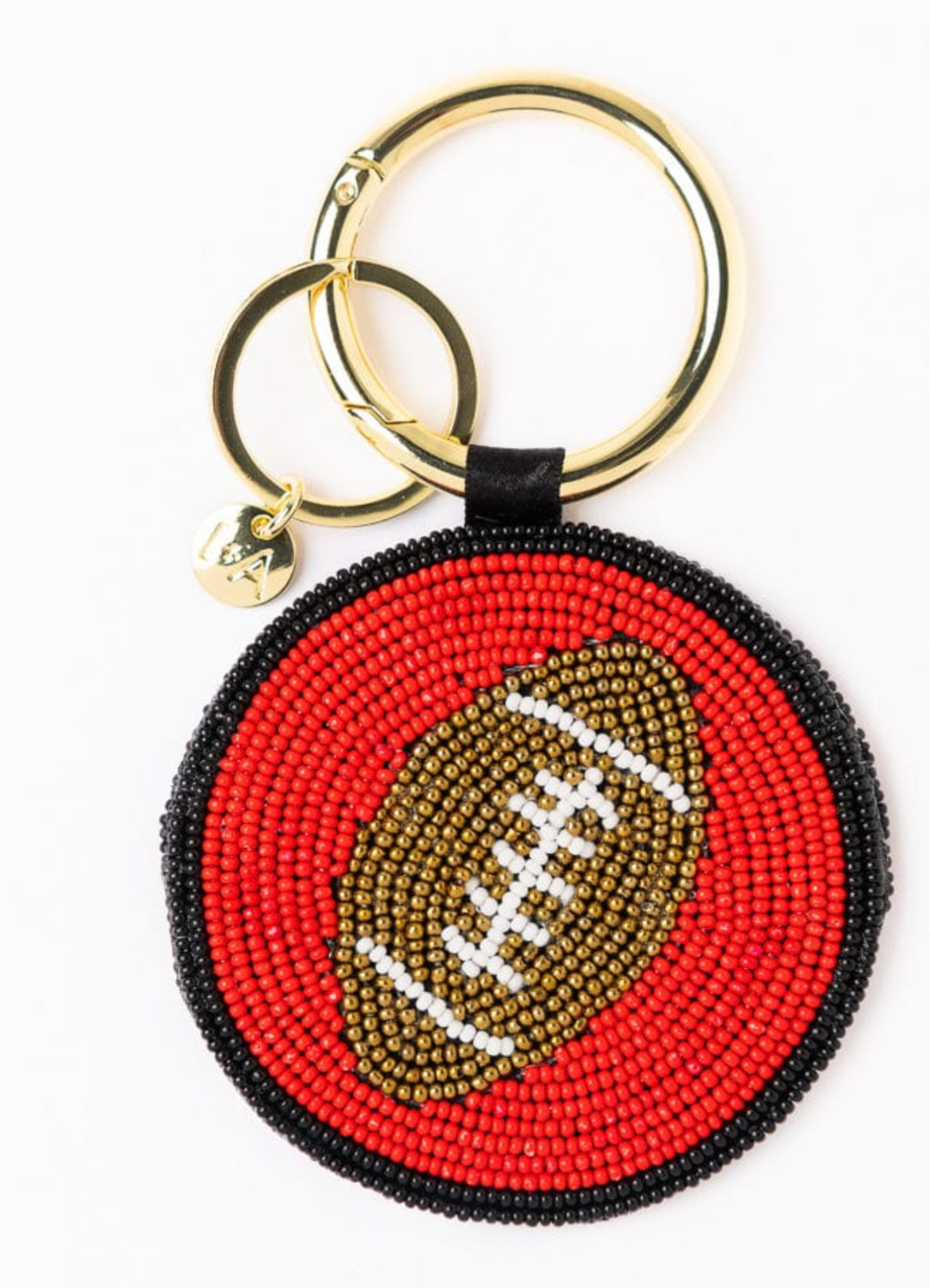 Red and black gameday keychain w/ football