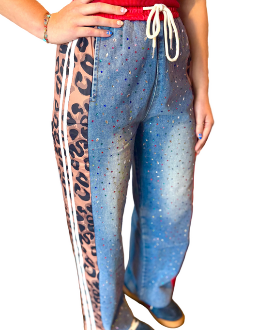Leopard stripe jewel pant