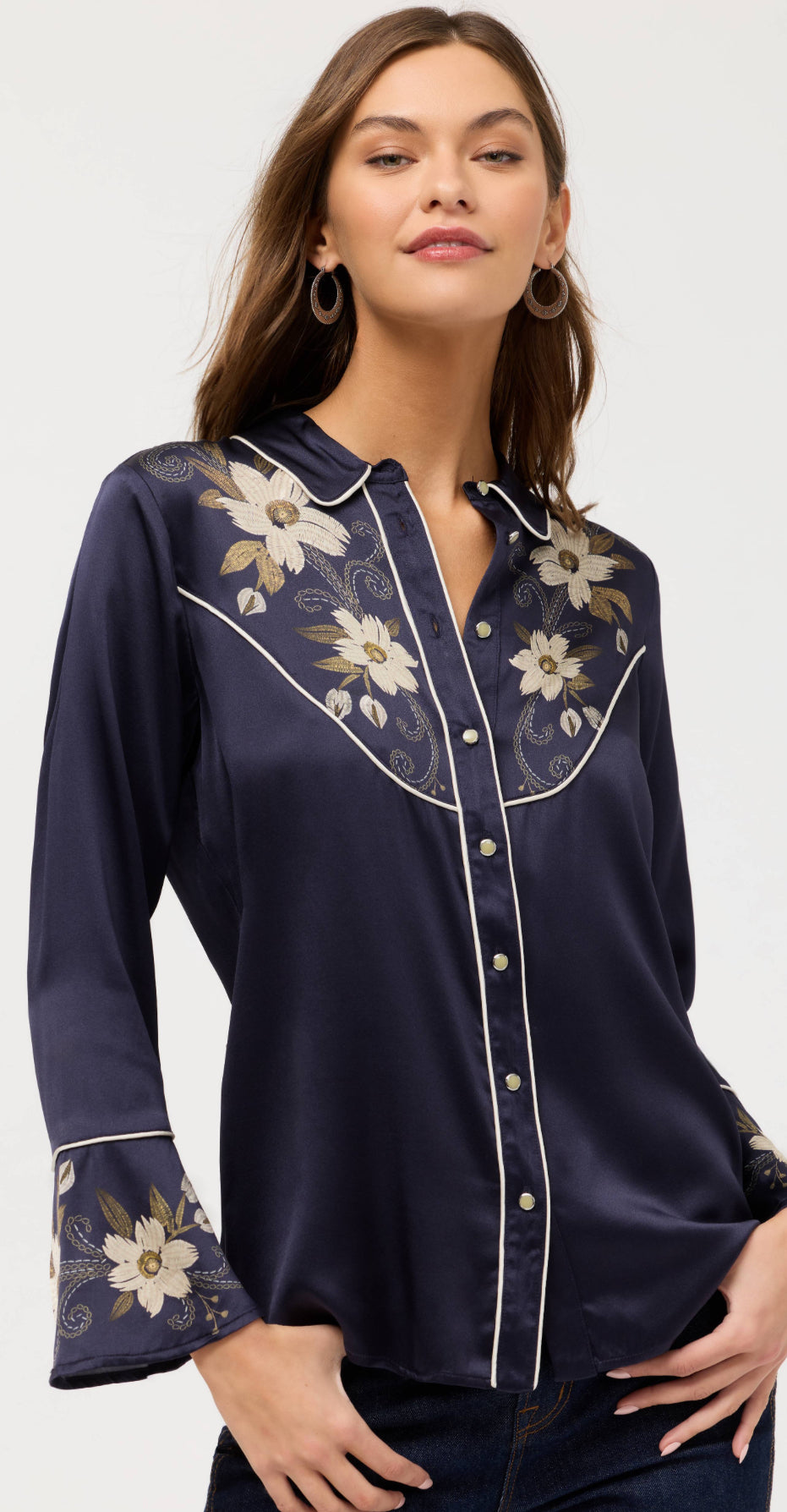 WESTERN FLUTTER SLEEVE BLOUSE - CORINTHE