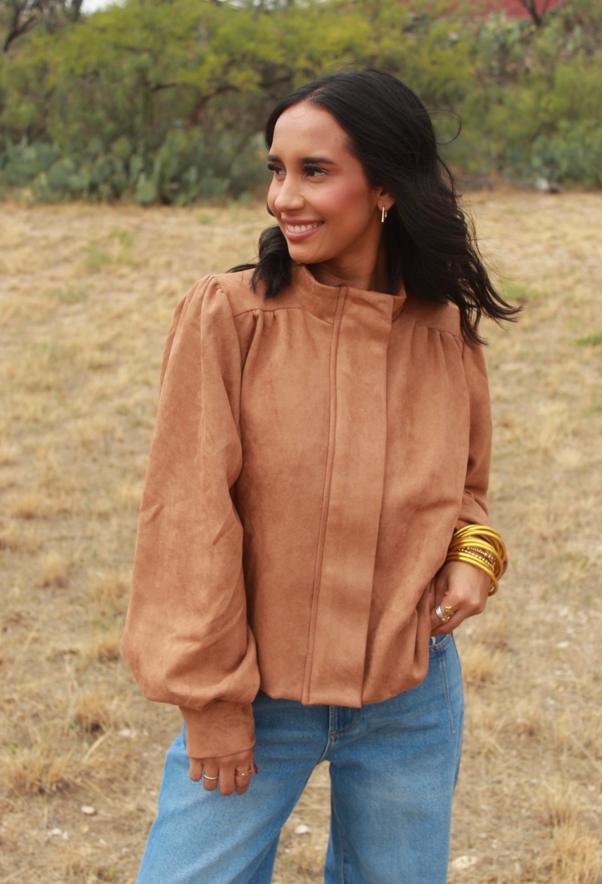 Suede zip up jacket