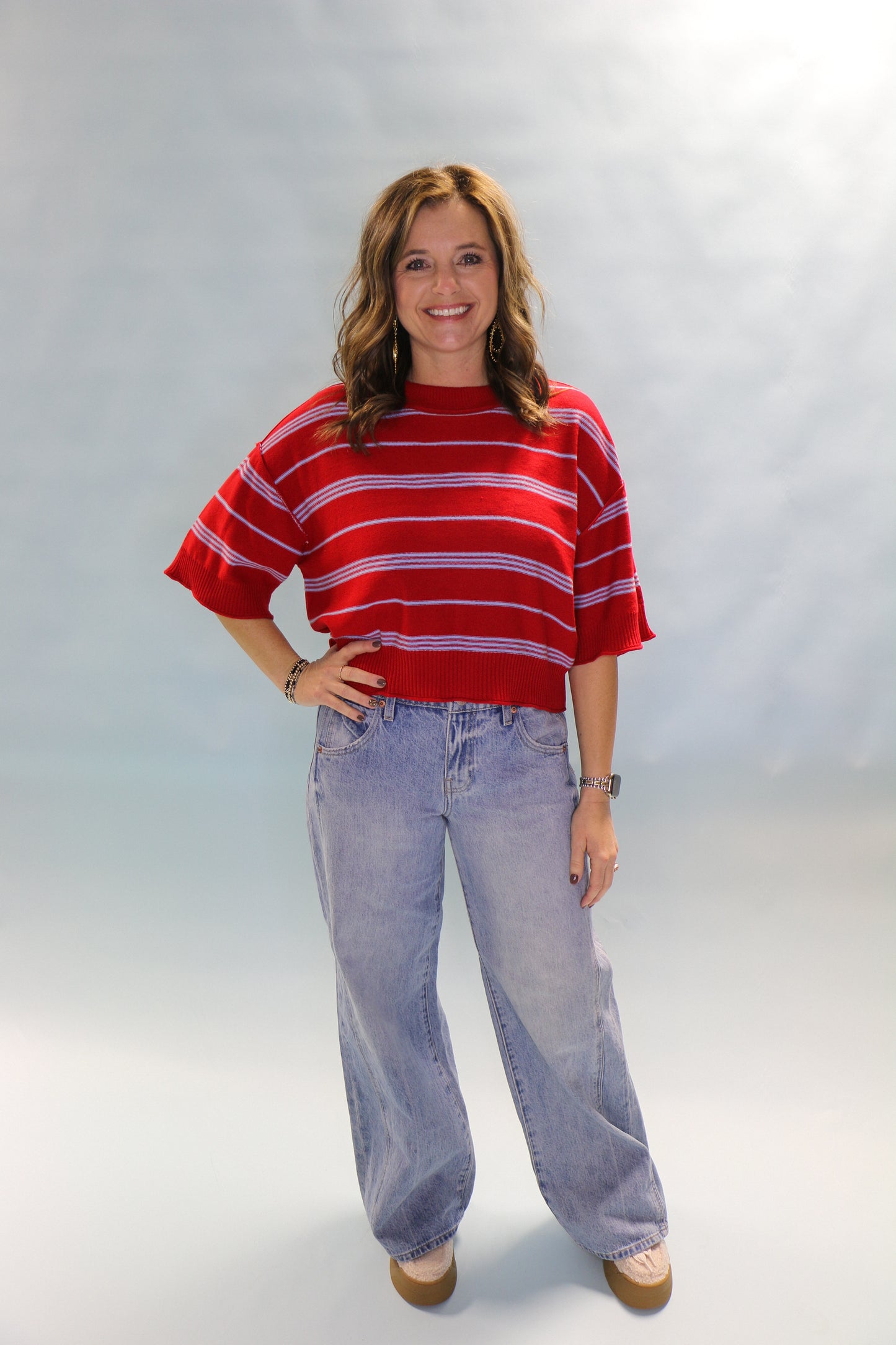 RED AND BLUE STRIPE SWEATER