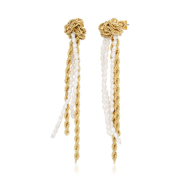 Brittany chain drop pearl earrings