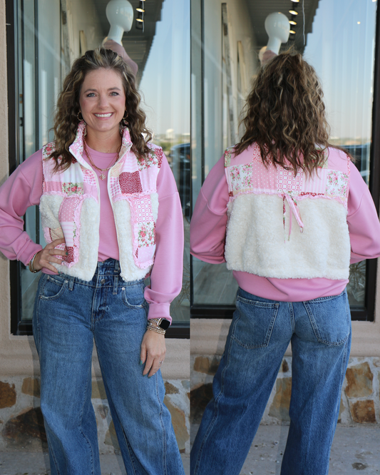multi print color block w/ ruffle detail