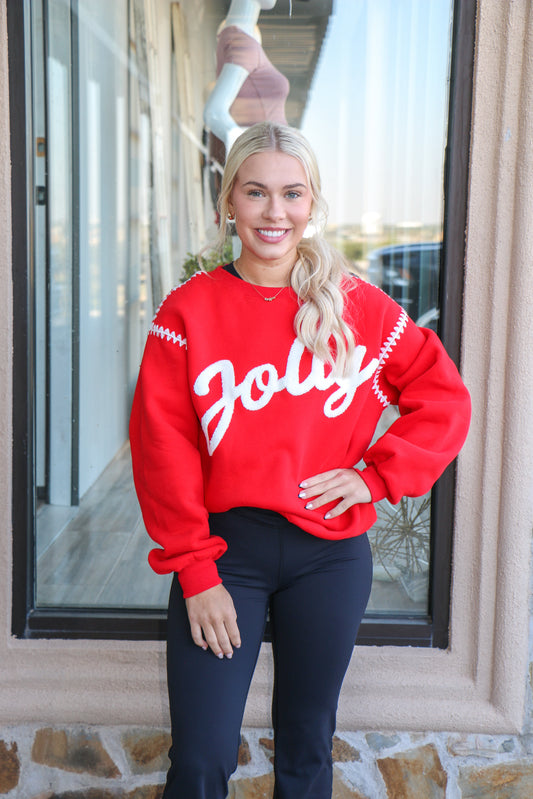 "Jolly" embroidered letter sweater