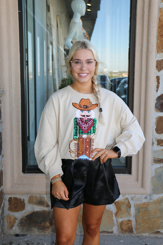 Beige cowboy nutcracker sweatshirt