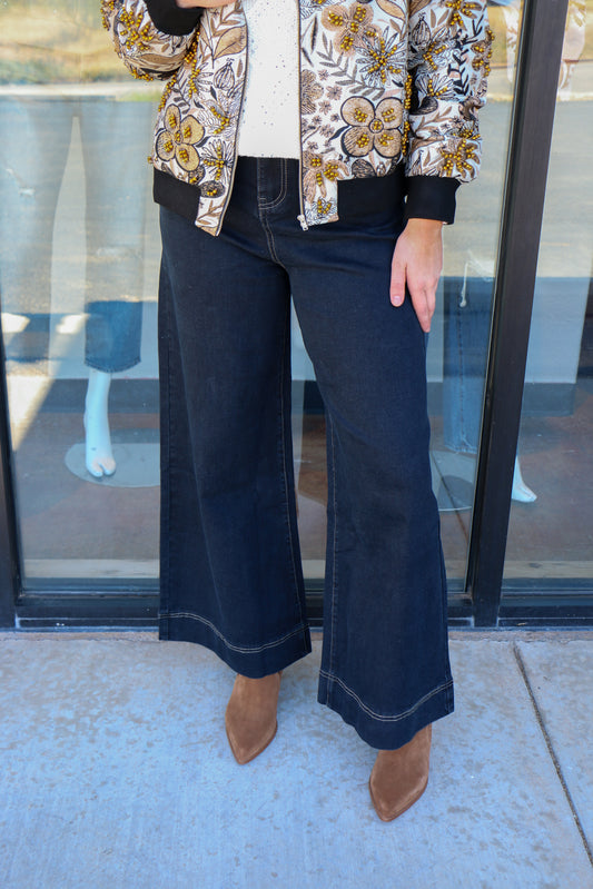 Dark wash bootcut jeans