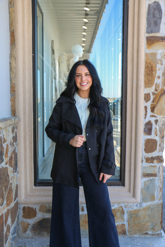 Black sadie button coat