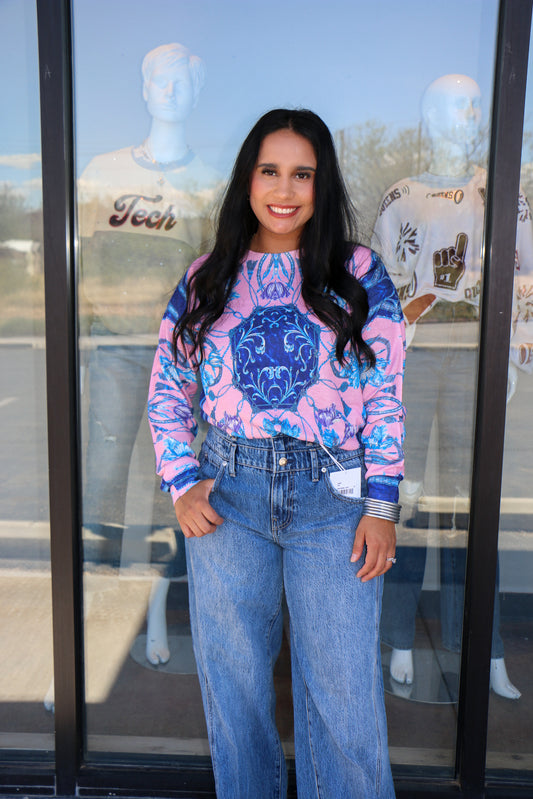 Pink and blue claudia top