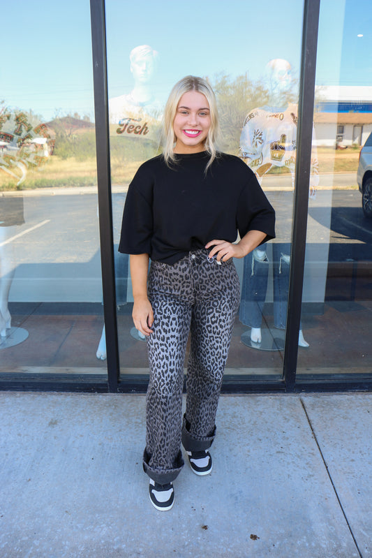 black leopard jeans
