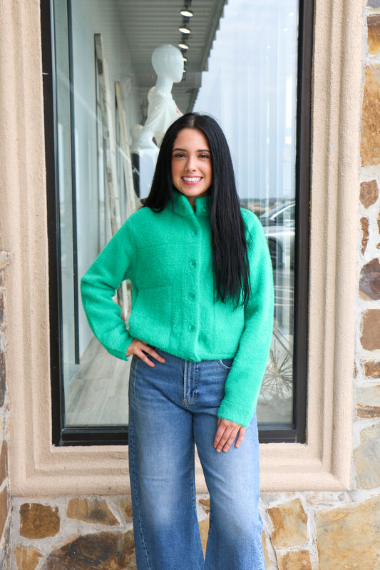Cropped Cozy Patch Pocket Cardigan