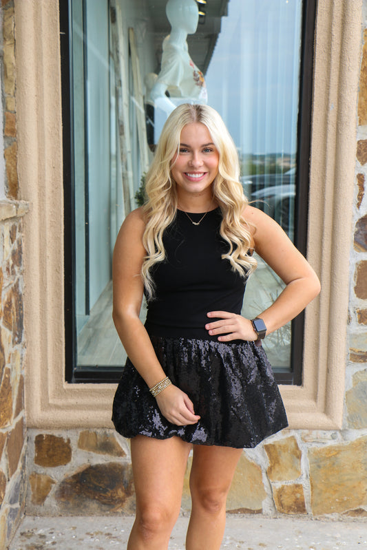 Black contrast sleeveless mini dress