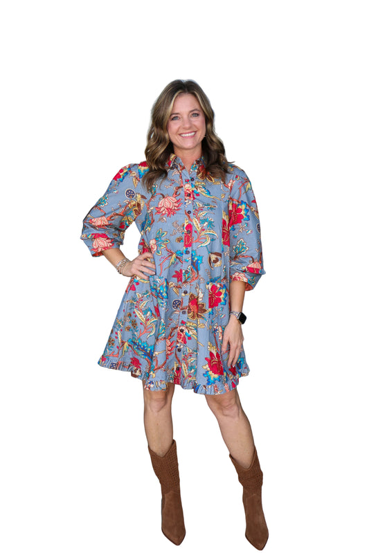 Ruffled edge floral dress