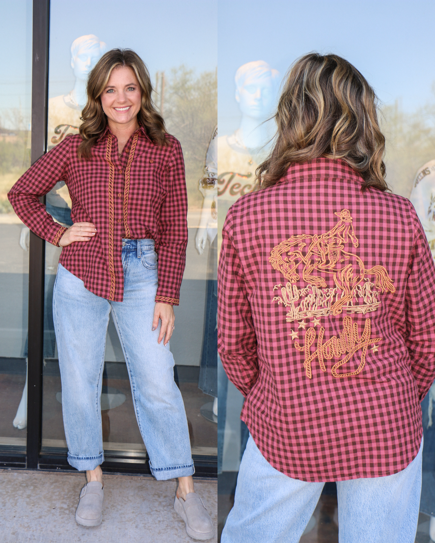 Long sleeve plaid button up shirt