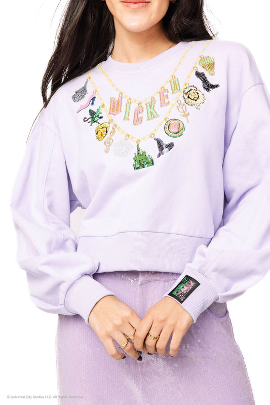 Lavender wicked charm necklace sweatshirt