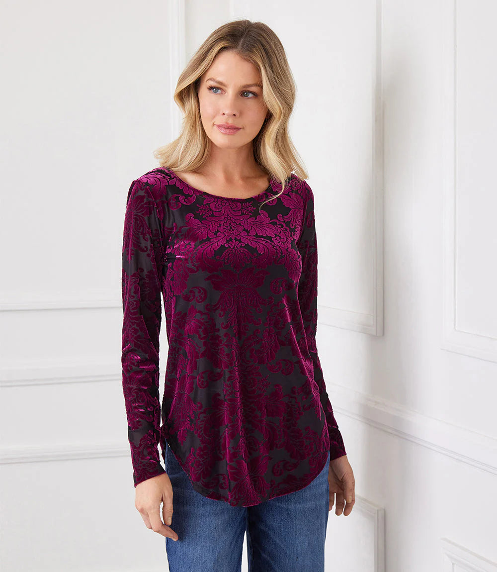 MAGENTA AND BLACK SHIRTAIL TOP