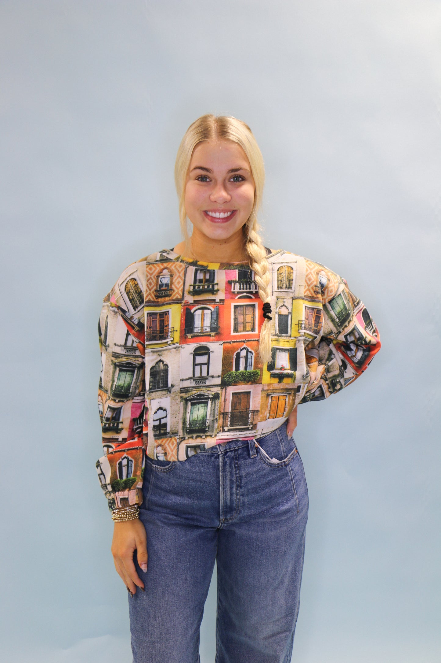 POPOVER NOVELTY KNIT TOP