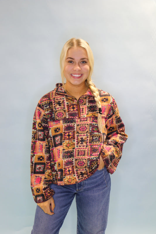 ZIP FRONT TERRY PULLOVER