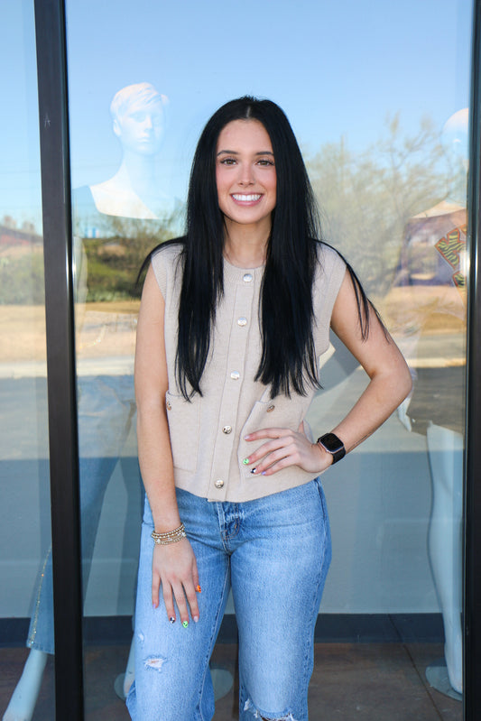 Beige sweater vest