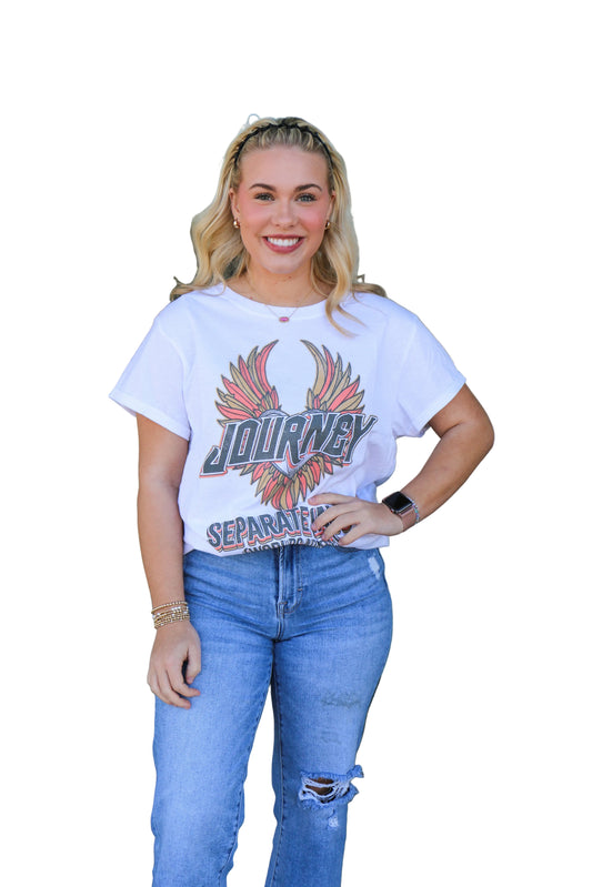 journey white tee