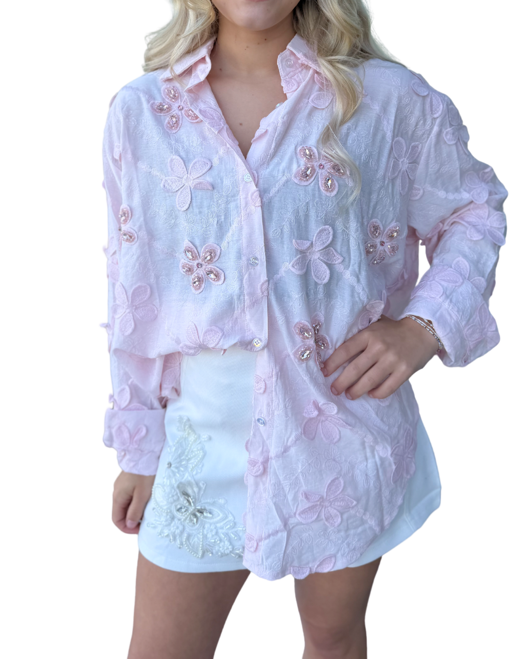 Pink flower blouse