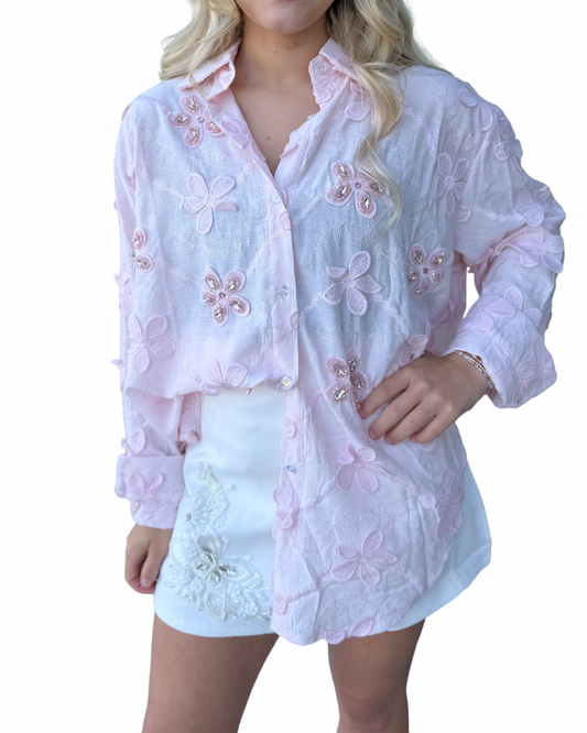 Pink flower blouse