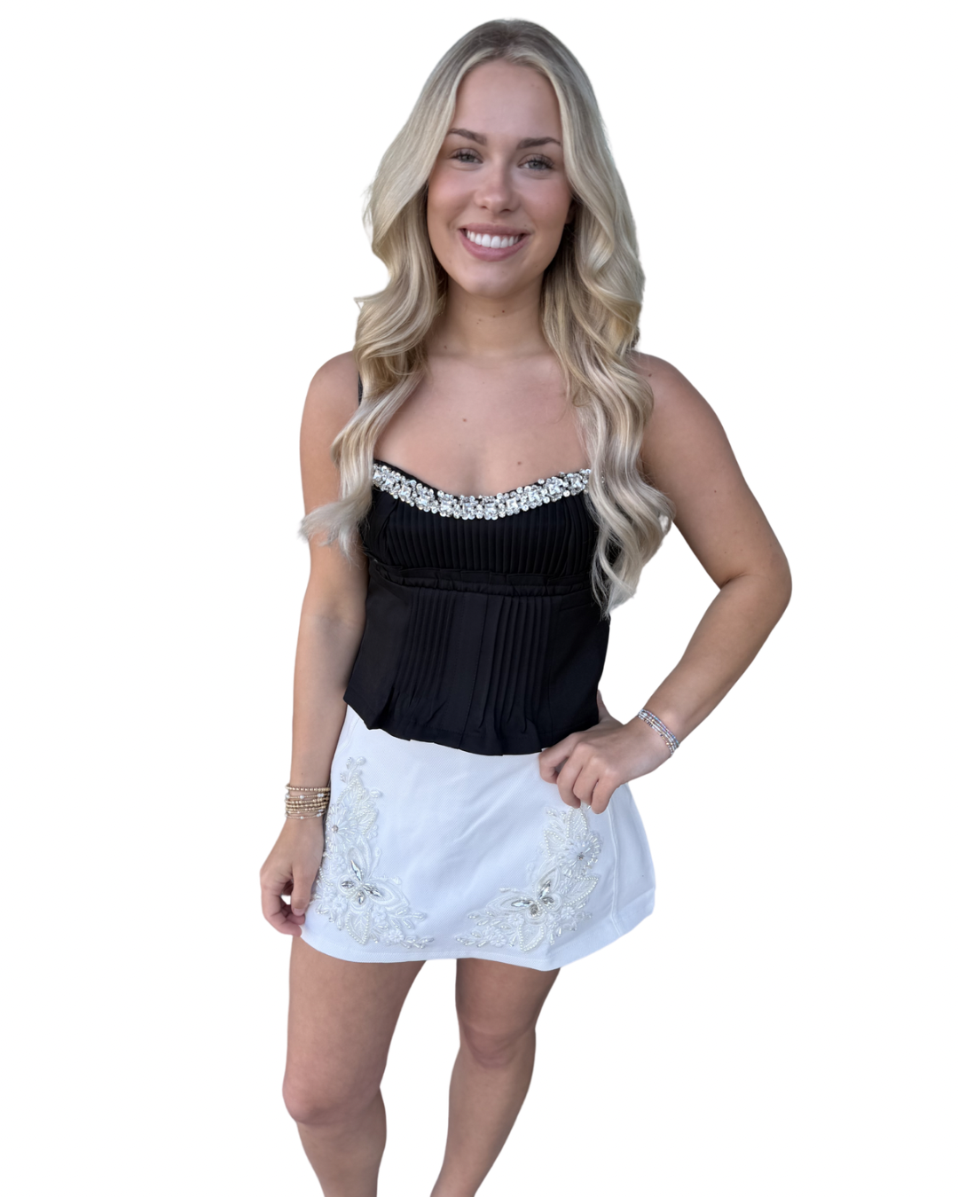 Black rhinestone tank