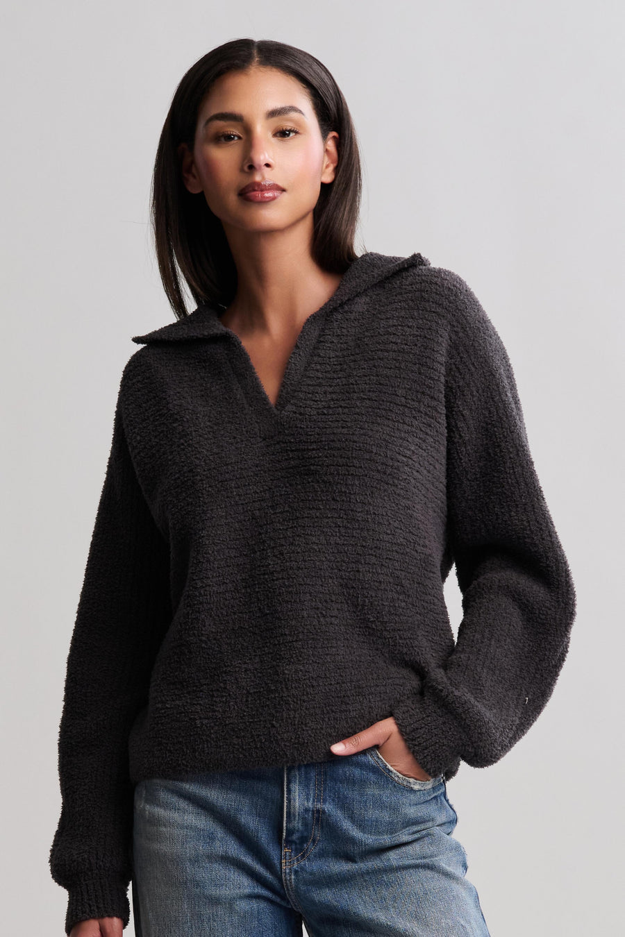 DOLMAN SLEEVE COLLARED PULLOVER