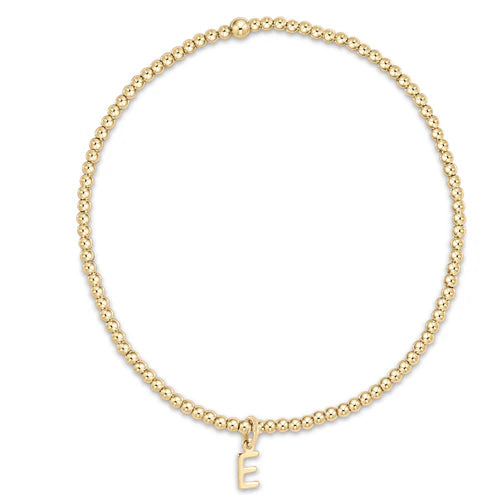 Classic Gold 2mm Bead Bracelet - Respect Gold Charm letter