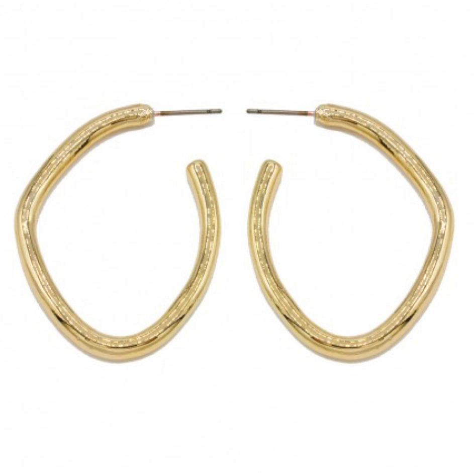 Rounded Oval Gold Hoops