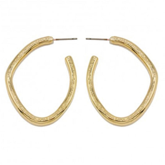 Rounded Oval Gold Hoops