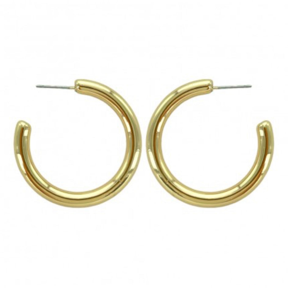 TUBE ROUND HOOP EARRINGS