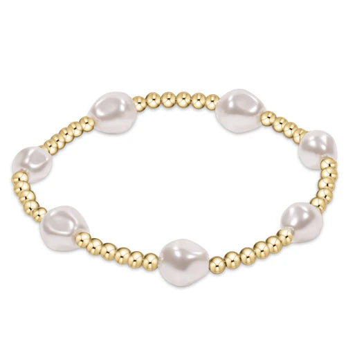 Admire Gold 3mm Bead Bracelet -  Pearl